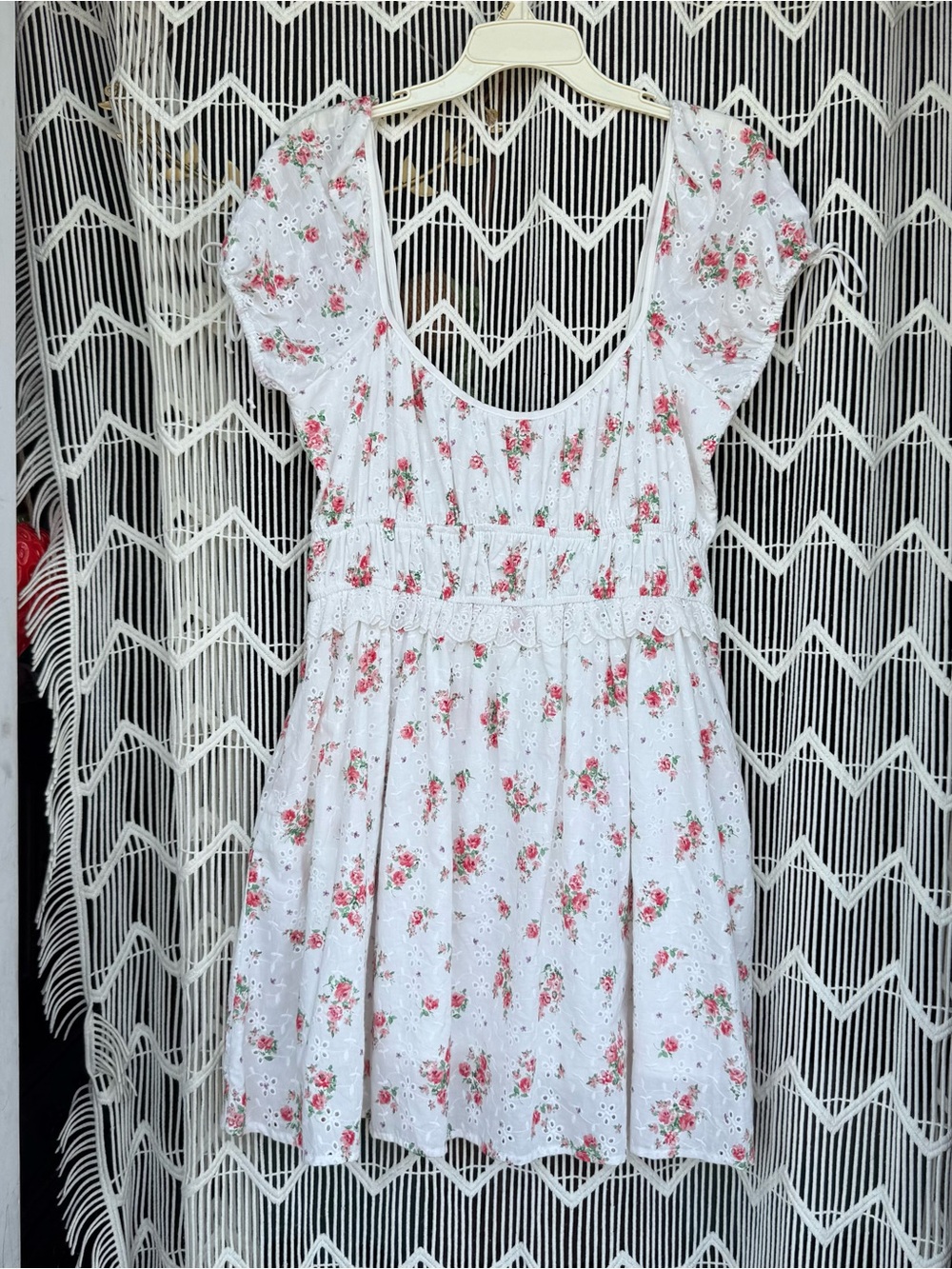 Altar'd State White Dress with Pink Floral Print